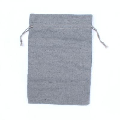 Size: 24x17cm Grey cotton rich drawstring bag.
