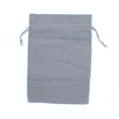 24x17cm. Grey cotton drawstring bag