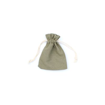 10x8cm. Olive cotton mix drawstring bag