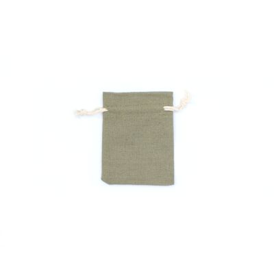 Size: 10x8cm Olive cotton rich drawstring bag.