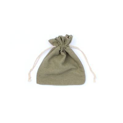 Size: 16x14cm Olive cotton rich drawstring bag.
