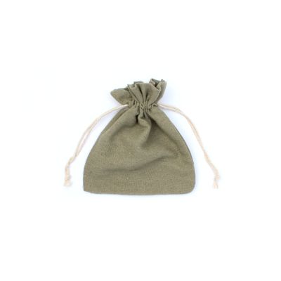 16x14cm. Olive cotton mix drawstring bag