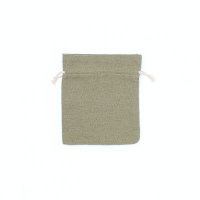 Size: 16x14cm Olive cotton rich drawstring bag.