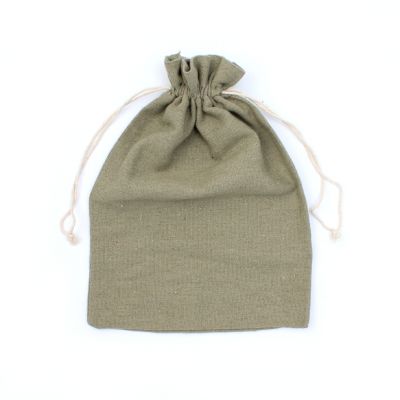 Size: 25x18cm Olive cotton rich drawstring bag.