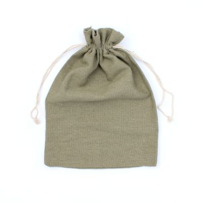 25x18cm. Olive cotton mix drawstring bag