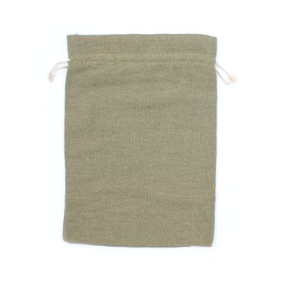 25x18cm. Olive cotton mix drawstring bag