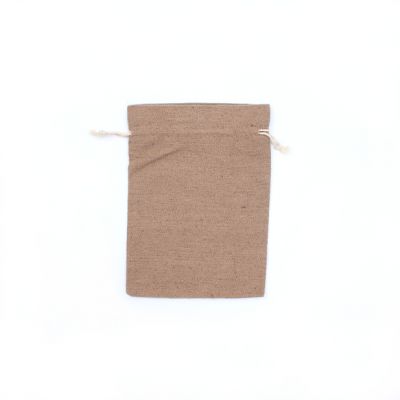 Size: 20x15cm Taupe cotton rich drawstring bag.