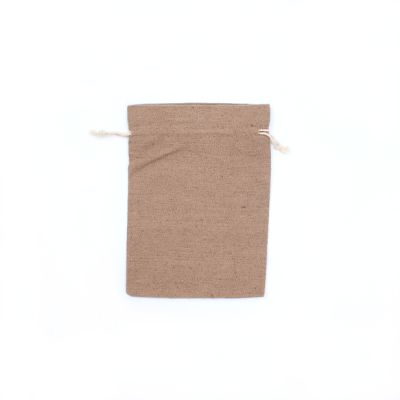 20x15cm. Taupe cotton mix drawstring bag