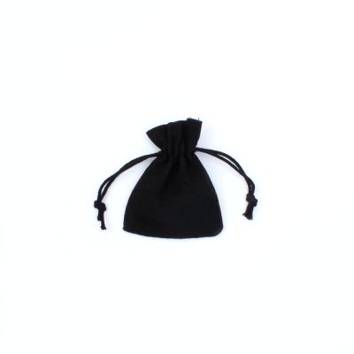 10x8cm. Black cotton mix drawstring bag