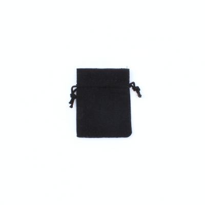 10x8cm Black cotton rich drawstring bag.