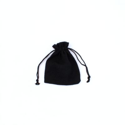 Size: 13x10cm Black cotton rich drawstring bag.