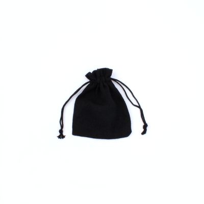 13x10cm. Black cotton mix drawstring bag