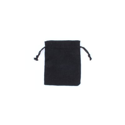 13x10cm. Black cotton mix drawstring bag.