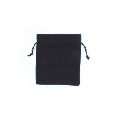 16x14cm. Black cotton mix drawstring bag