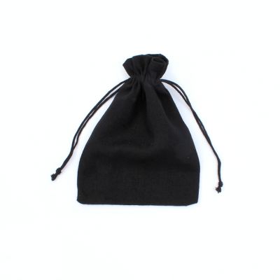 Size: 19x14cm Black cotton rich drawstring bag.