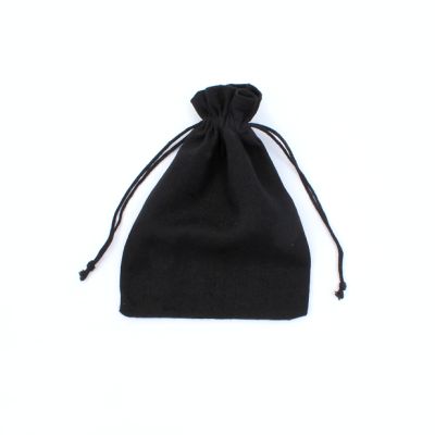 20x14.5cm. Black cotton rich drawstring bag