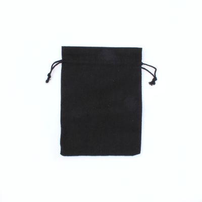 19x14cm. Black cotton mix drawstring bag