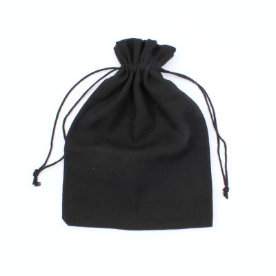 Size : 25x18cm Black cotton rich drawstring bag.