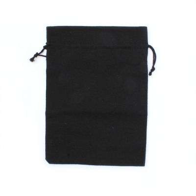 Size : 25x18cm Black cotton rich drawstring bag.