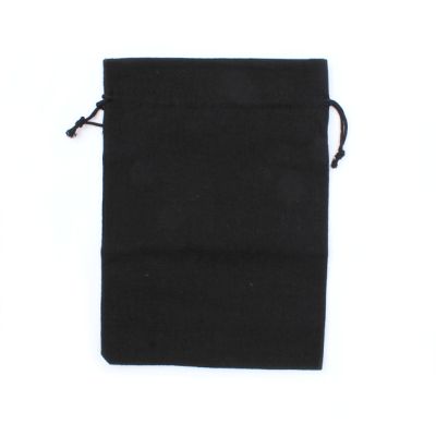 Size : 25x18cm Black cotton rich drawstring bag.