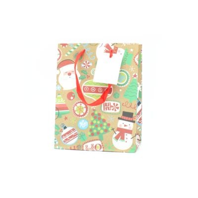 23x18x10cm. Christmas motif gift bag with tag