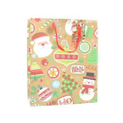 32x26x12cm. Christmas motif gift bag with tag