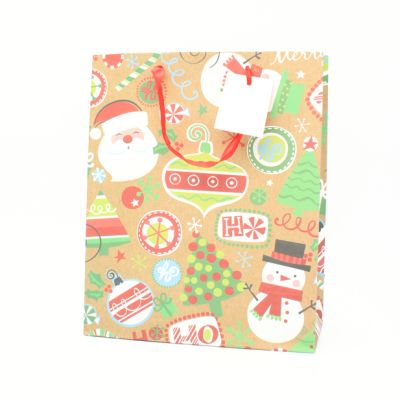 32x26x12cm. Christmas motif gift bag with tag