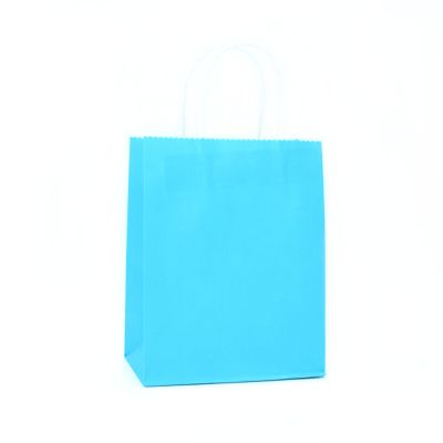 23x18x10cm. Blue kraft paper gift bag