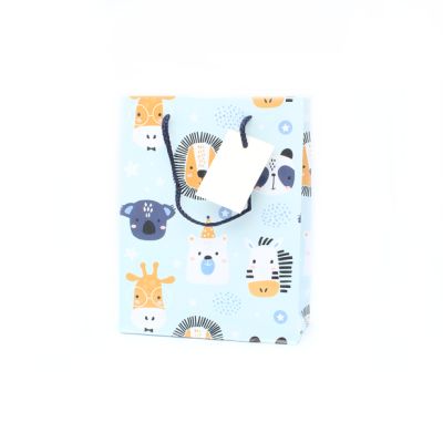 23x18x8cm. Cute animal print gift bag with tag