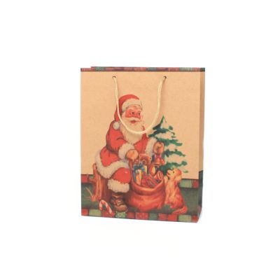 24x19x8cm. Father Christmas print gift bag