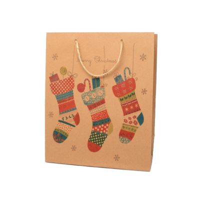 32x26x12cm. Christmas stocking print gift bag
