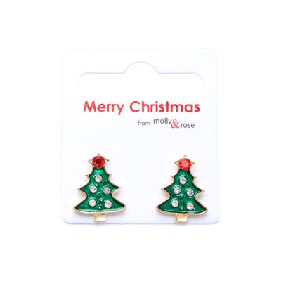 Diamante Christmas Tree Earrings