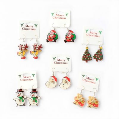 Clip strip of 12 pairs of christmas flashing earrings