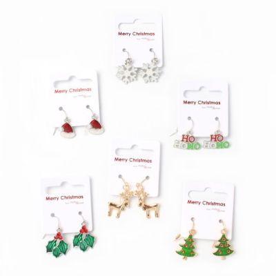 Clip strip of 12 assorted christmas earrings