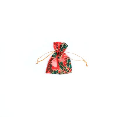 10x7cm. Holly print organza gift bag