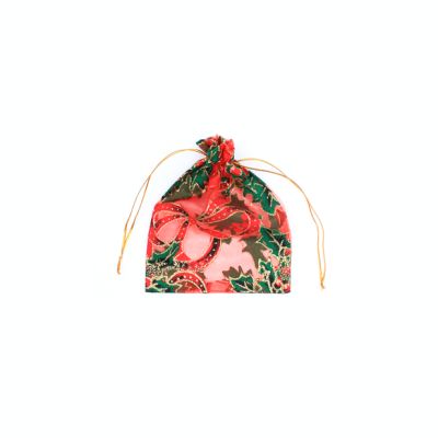 15x11cm. Holly print organza gift bag
