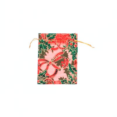 15x11cm. Holly print organza gift bag