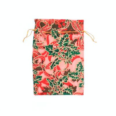22x15cm. Holly print organza gift bag