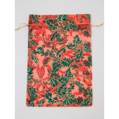 Size: 30x21cm Holly print Organza gift bag