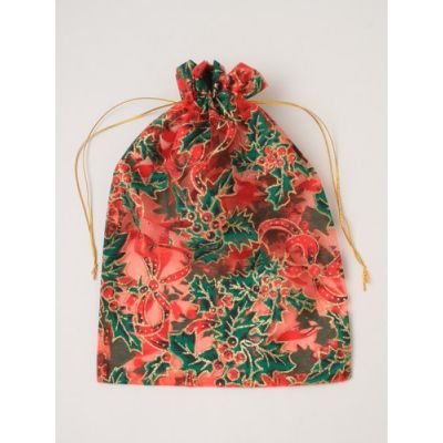 Size: 30x21cm Holly print Organza gift bag