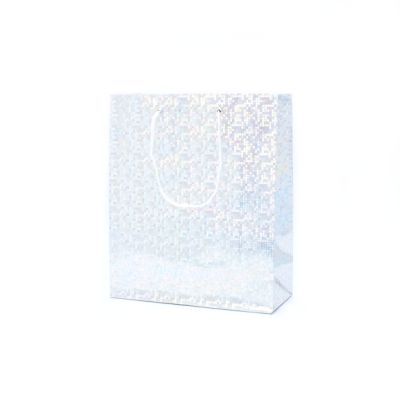 21.5x18x7.5cm. Silver holographic gift bag