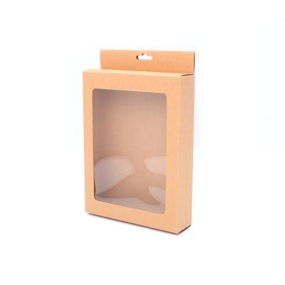 Size: 20x15x4cm. Kraft gift box with window & Euro hole