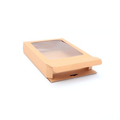 Size: 20x15x4cm. Kraft gift box with window & Euro hole