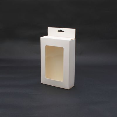 Size: 15x10x4cm. Off White gift box with window & Euro hole