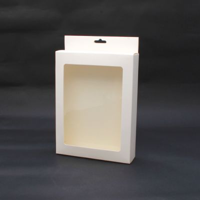 Size: 20x15x4cm. Off White gift box with window & Euro hole