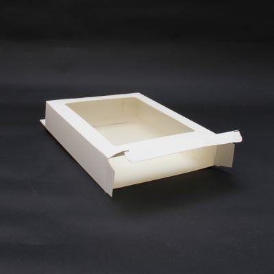 Size: 20x15x4cm. Off White gift box with window & Euro hole