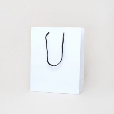 Size: 23x18x9cm White gift bag black handles
