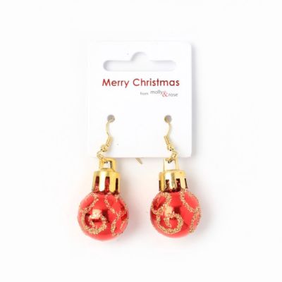 Glitter christmas bauble drop earrings