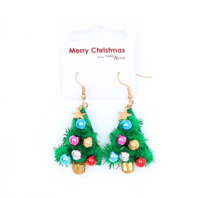 Tinsel Christmas Tree Earrings