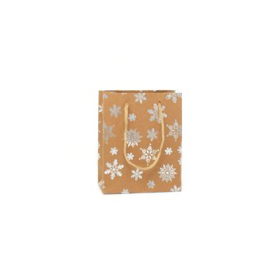 15x12x6cm. Snowflake print kraft paper gift bag